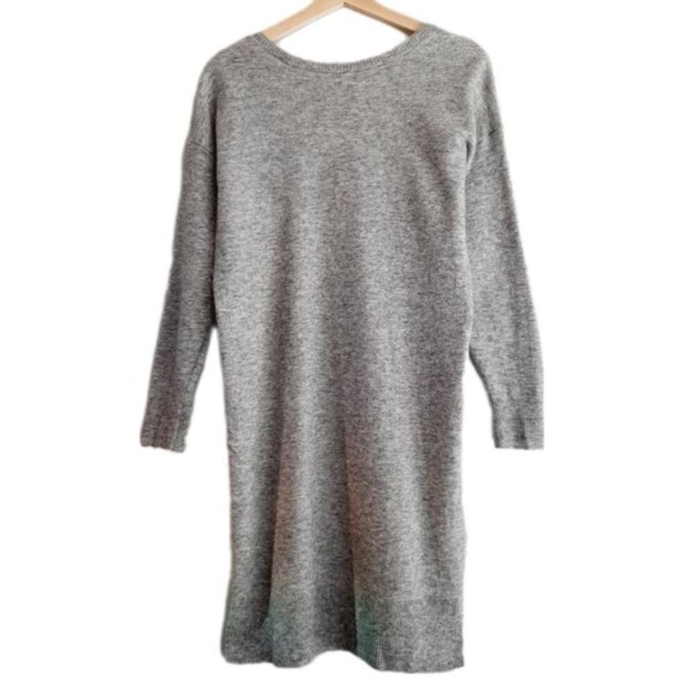 WILFRED Aritzia Italy Wool Blend Knit Sweater Crewneck Dress Heathered Gray Sz L